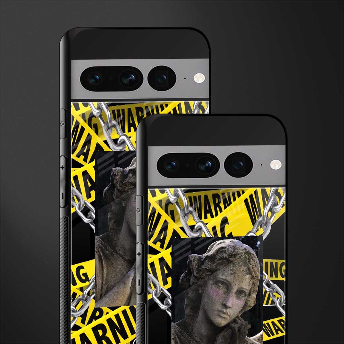 caution back phone cover | glass case for google pixel 7 pro