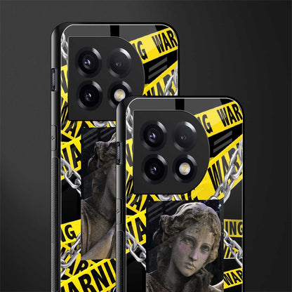 caution back phone cover | glass case for oneplus 11