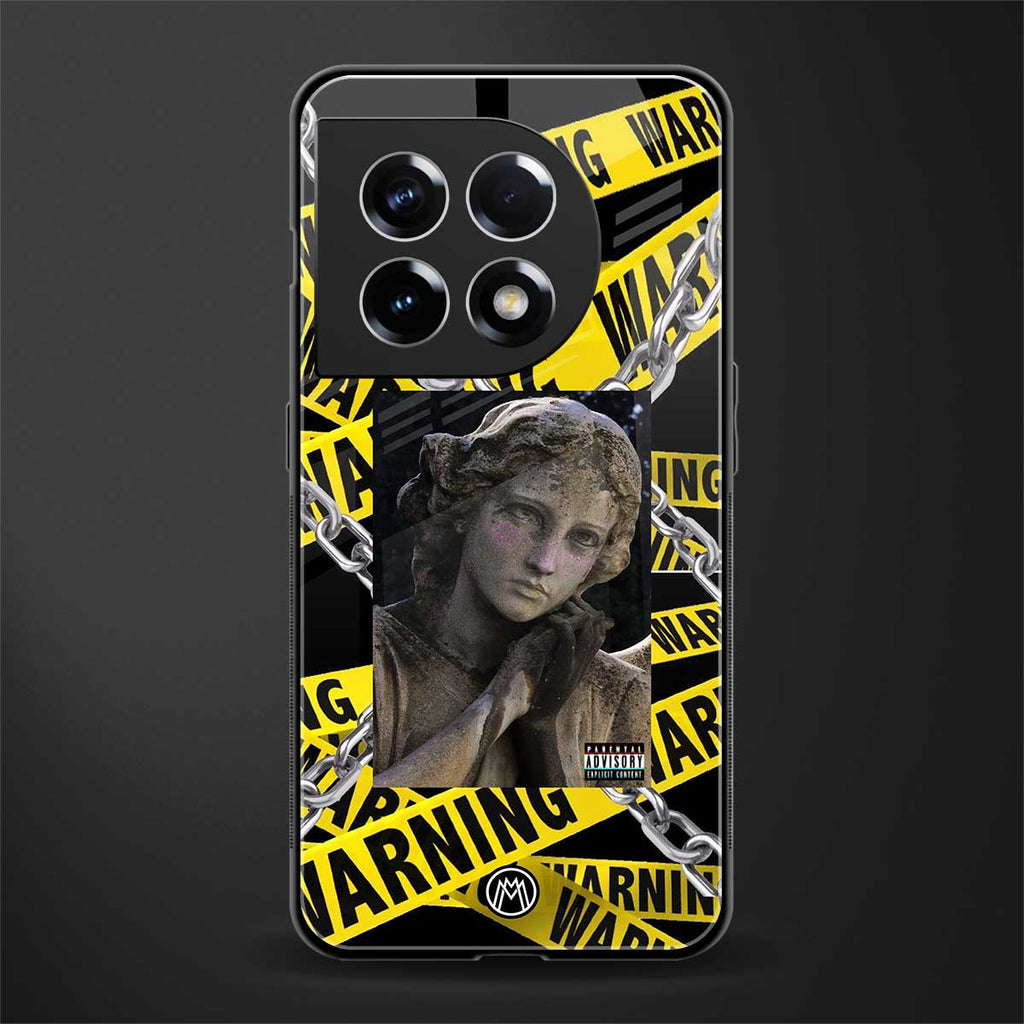 caution back phone cover | glass case for oneplus 11