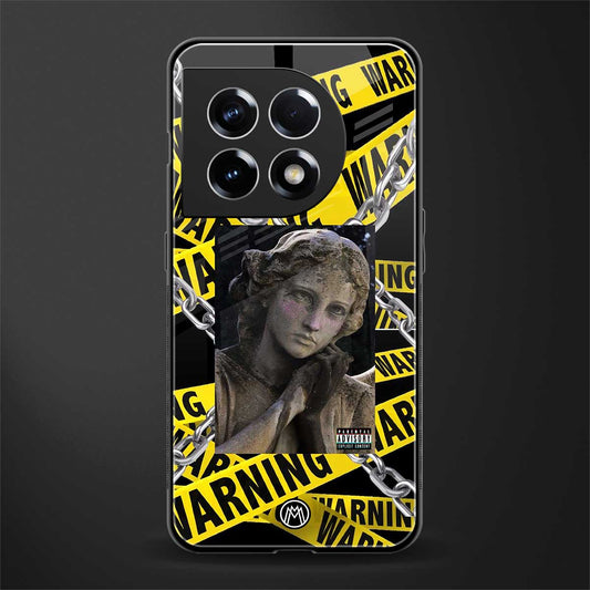 caution back phone cover | glass case for oneplus 11