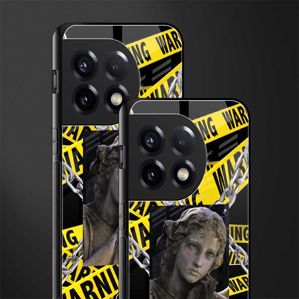 caution back phone cover | glass case for oneplus 11r