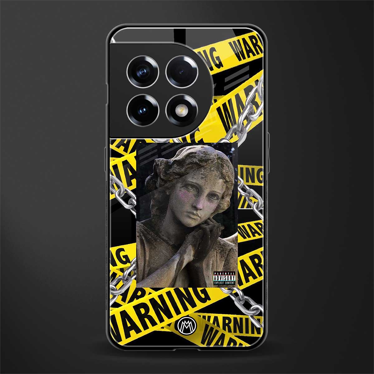 caution back phone cover | glass case for oneplus 11r