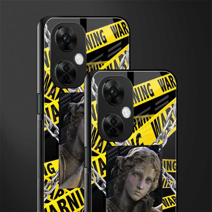 caution back phone cover | glass case for oneplus nord ce 3 lite