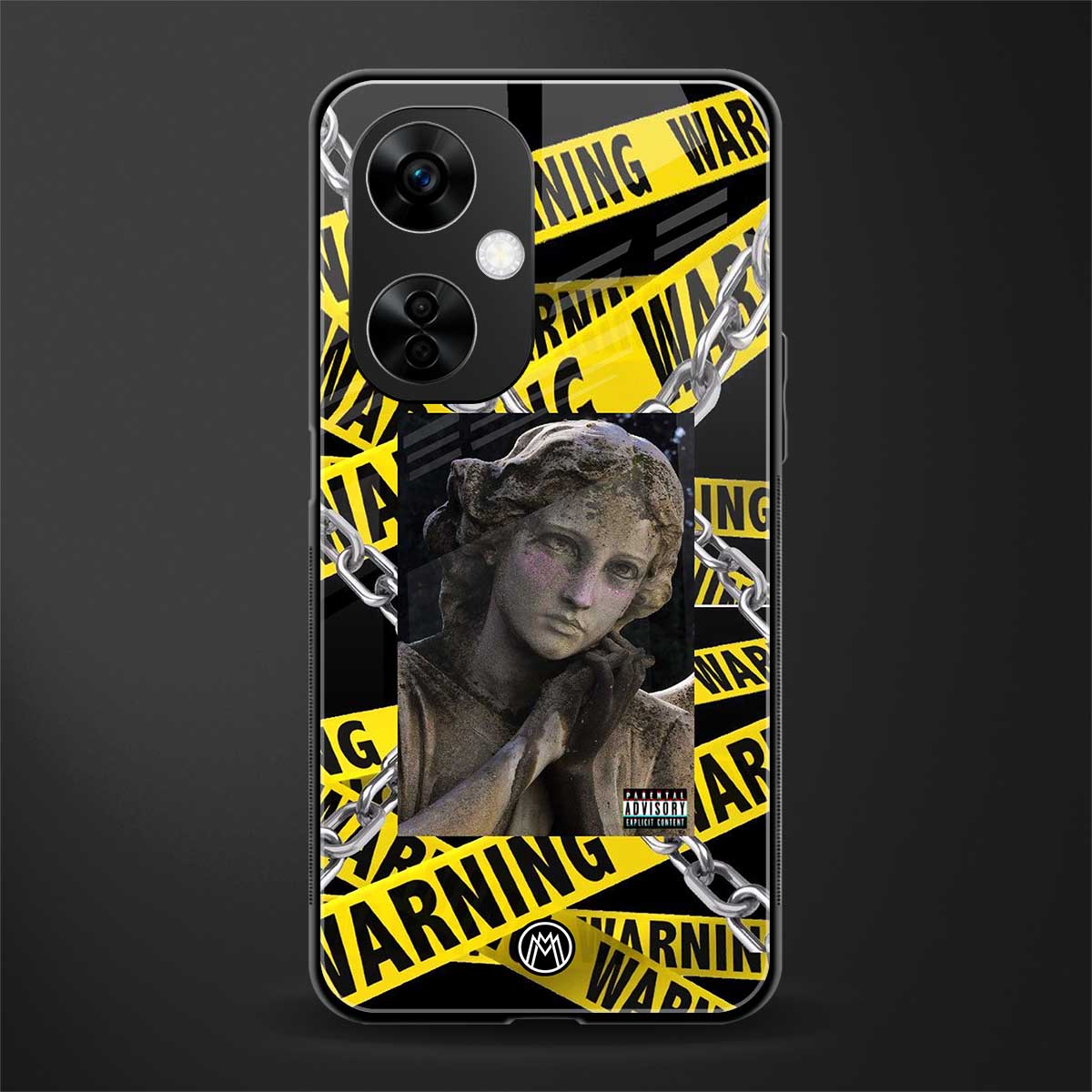caution back phone cover | glass case for oneplus nord ce 3 lite