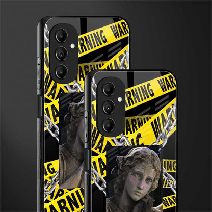 caution back phone cover | glass case for samsung galaxy a14 5g