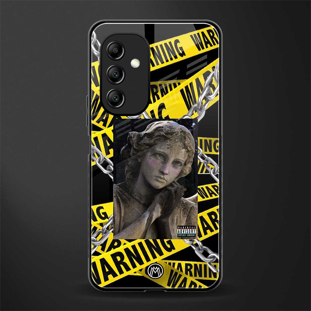 caution back phone cover | glass case for samsung galaxy a14 5g