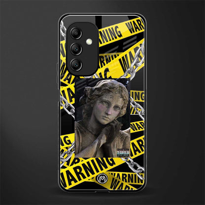 caution back phone cover | glass case for samsung galaxy a14 5g