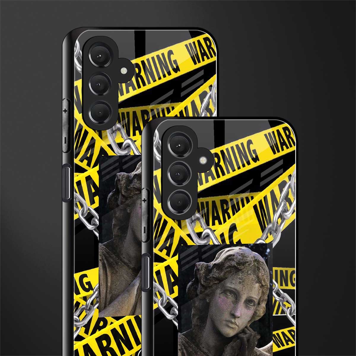 caution back phone cover | glass case for samsun galaxy a24 4g