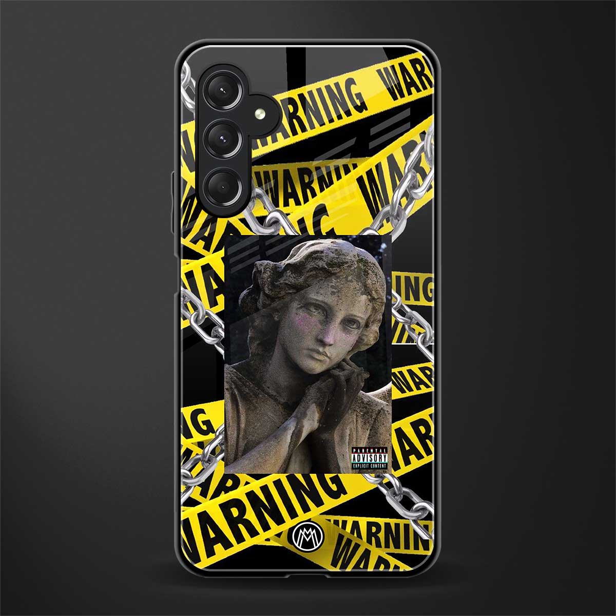 caution back phone cover | glass case for samsun galaxy a24 4g
