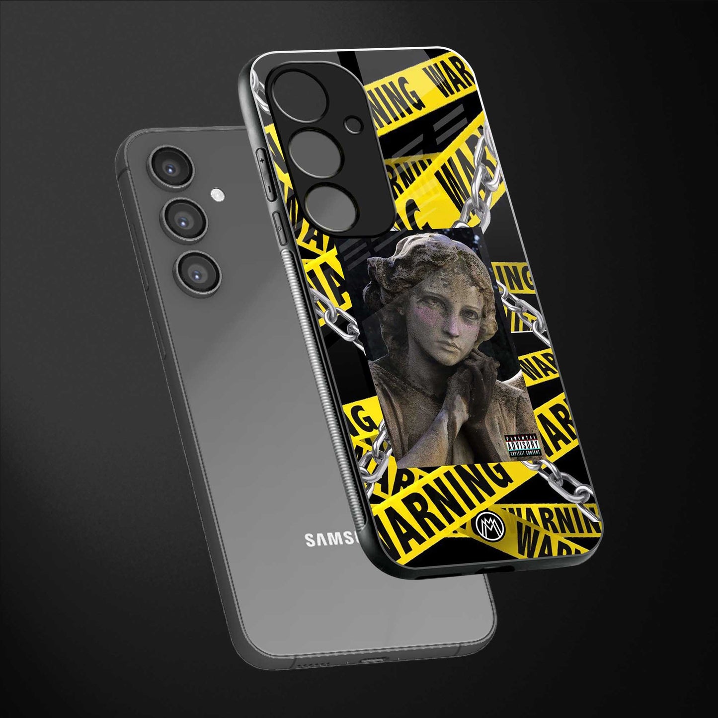 caution back phone cover | glass case for samsung galaxy s23 fe 5g