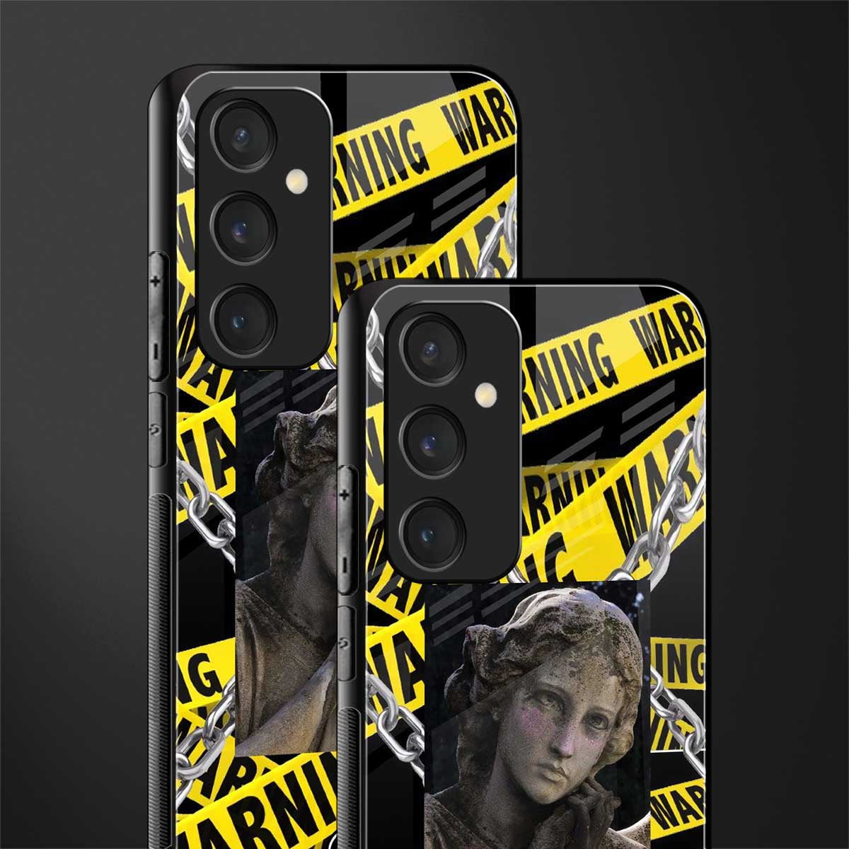 caution back phone cover | glass case for samsung galaxy s23 fe 5g