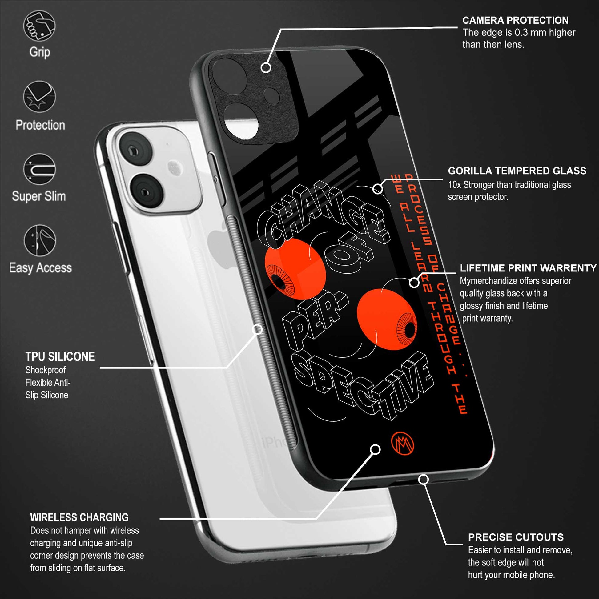 change of perspective back phone cover | glass case for vivo t1 44w 4g
