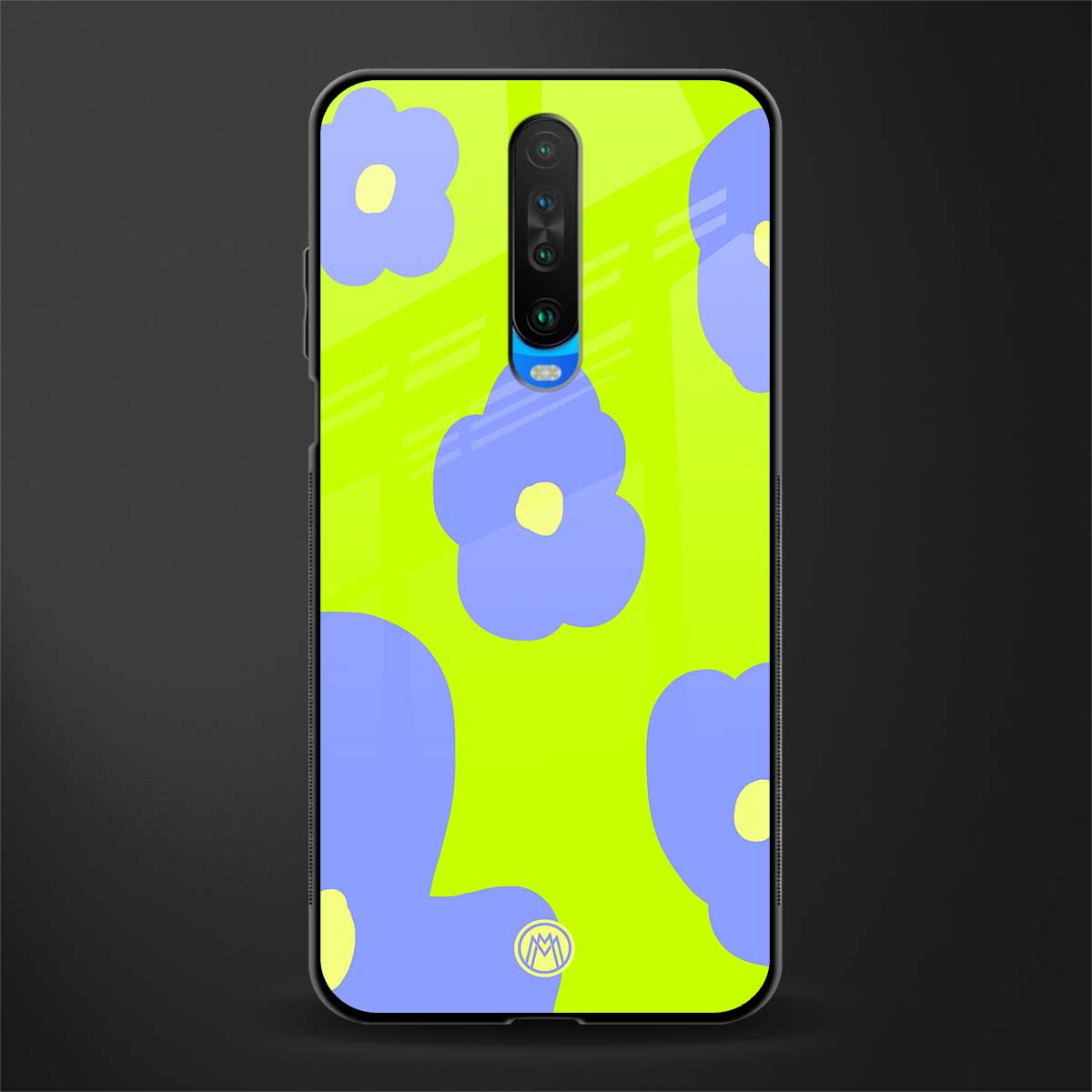 chartreuse arctic flowers glass case for poco x2 image