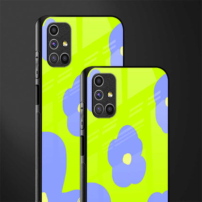 chartreuse arctic flowers glass case for samsung galaxy m51 image-2