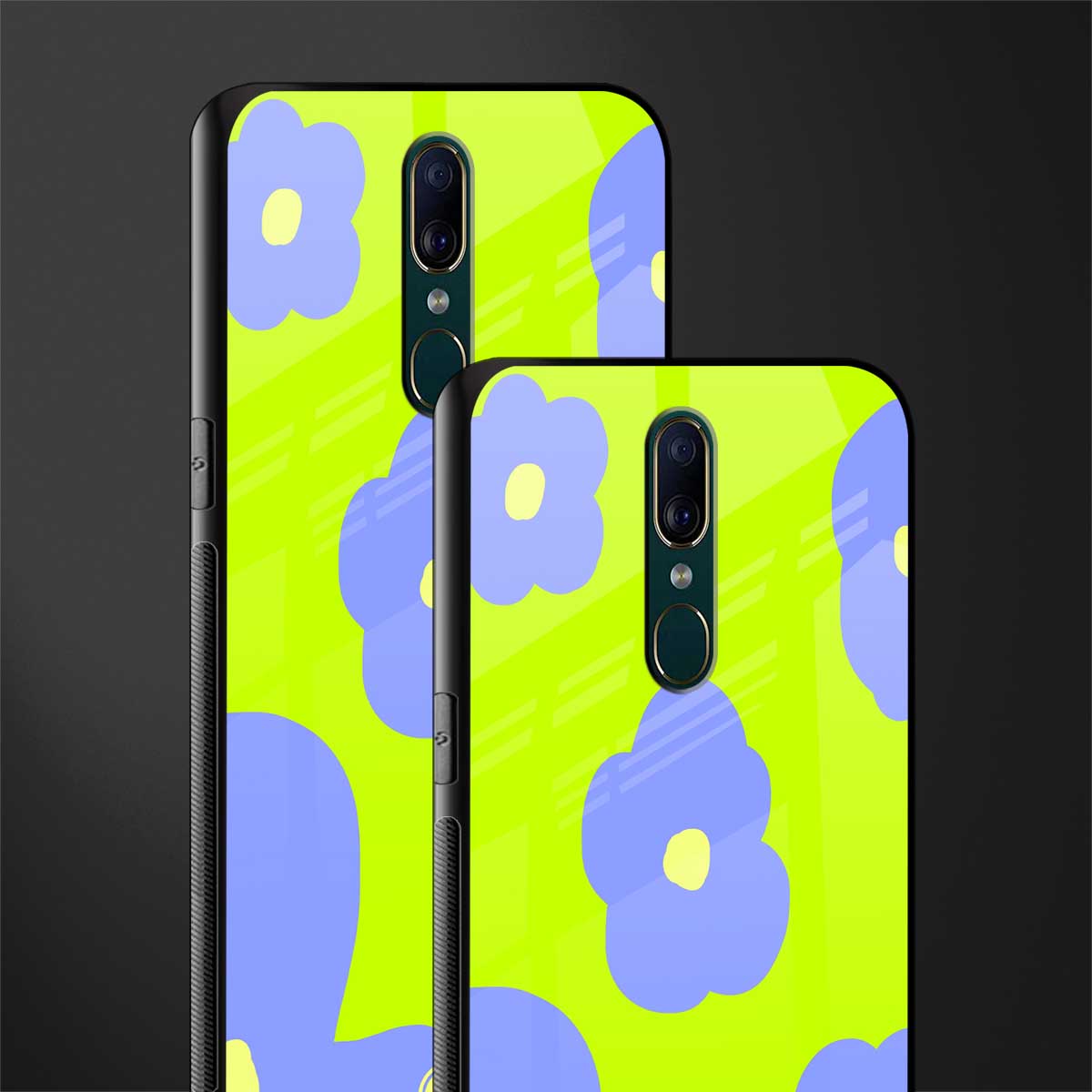chartreuse arctic flowers glass case for oppo f11 image-2