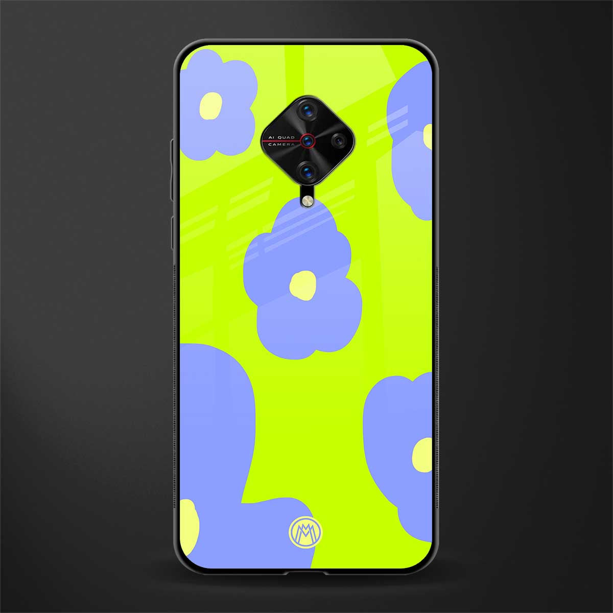 chartreuse arctic flowers glass case for vivo s1 pro image