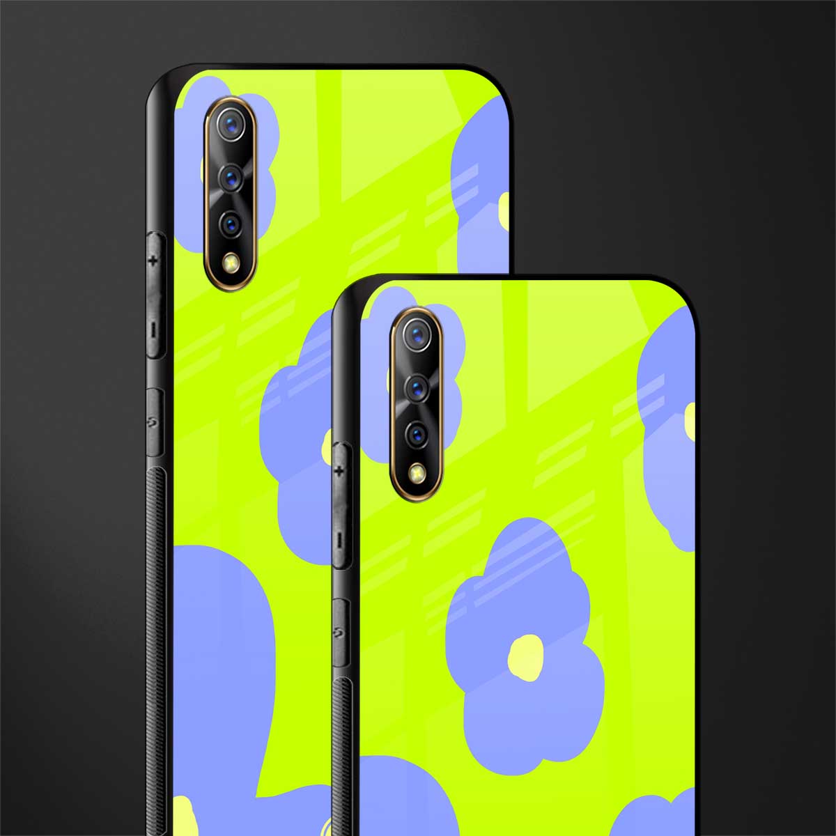 chartreuse arctic flowers glass case for vivo z1x image-2