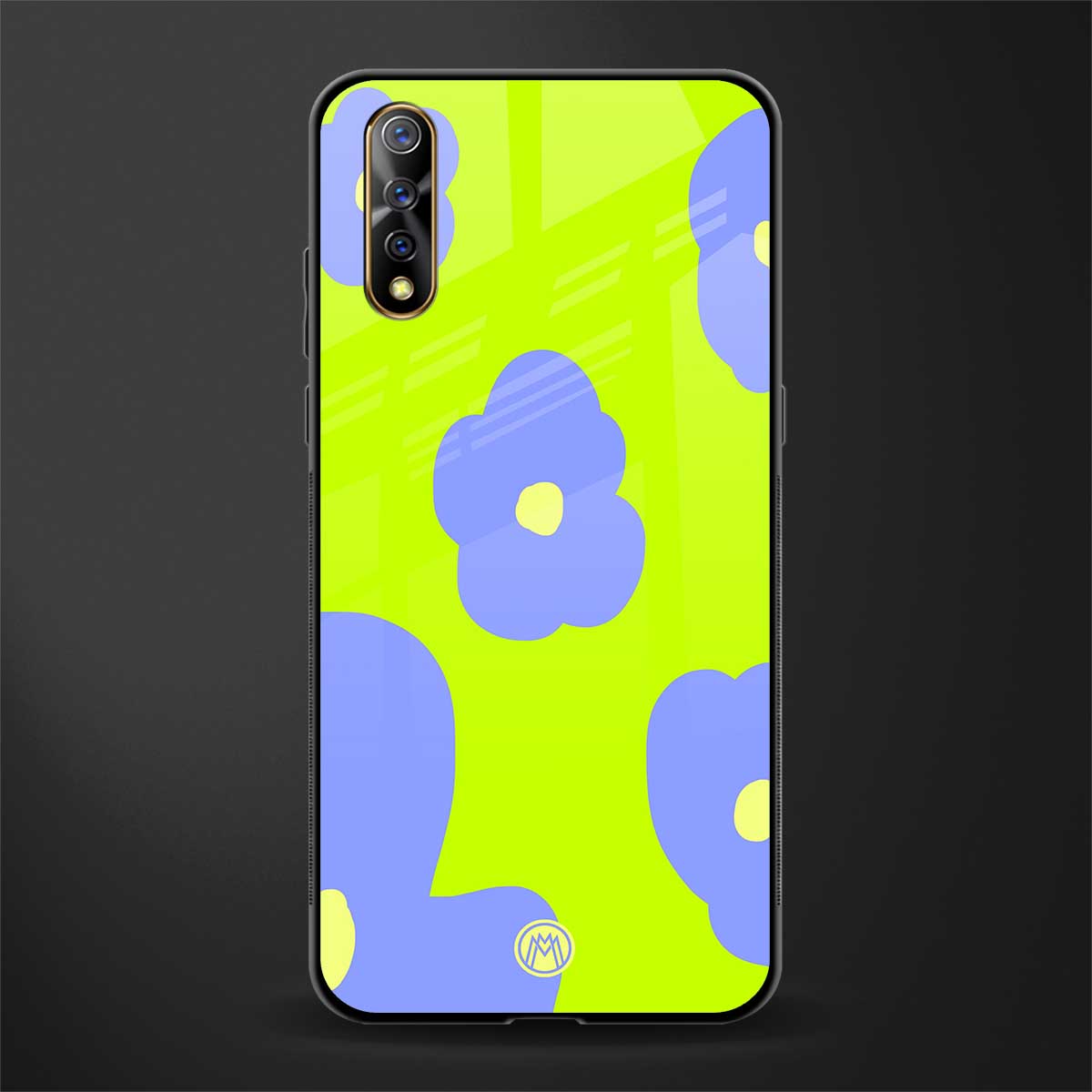 chartreuse arctic flowers glass case for vivo s1 image