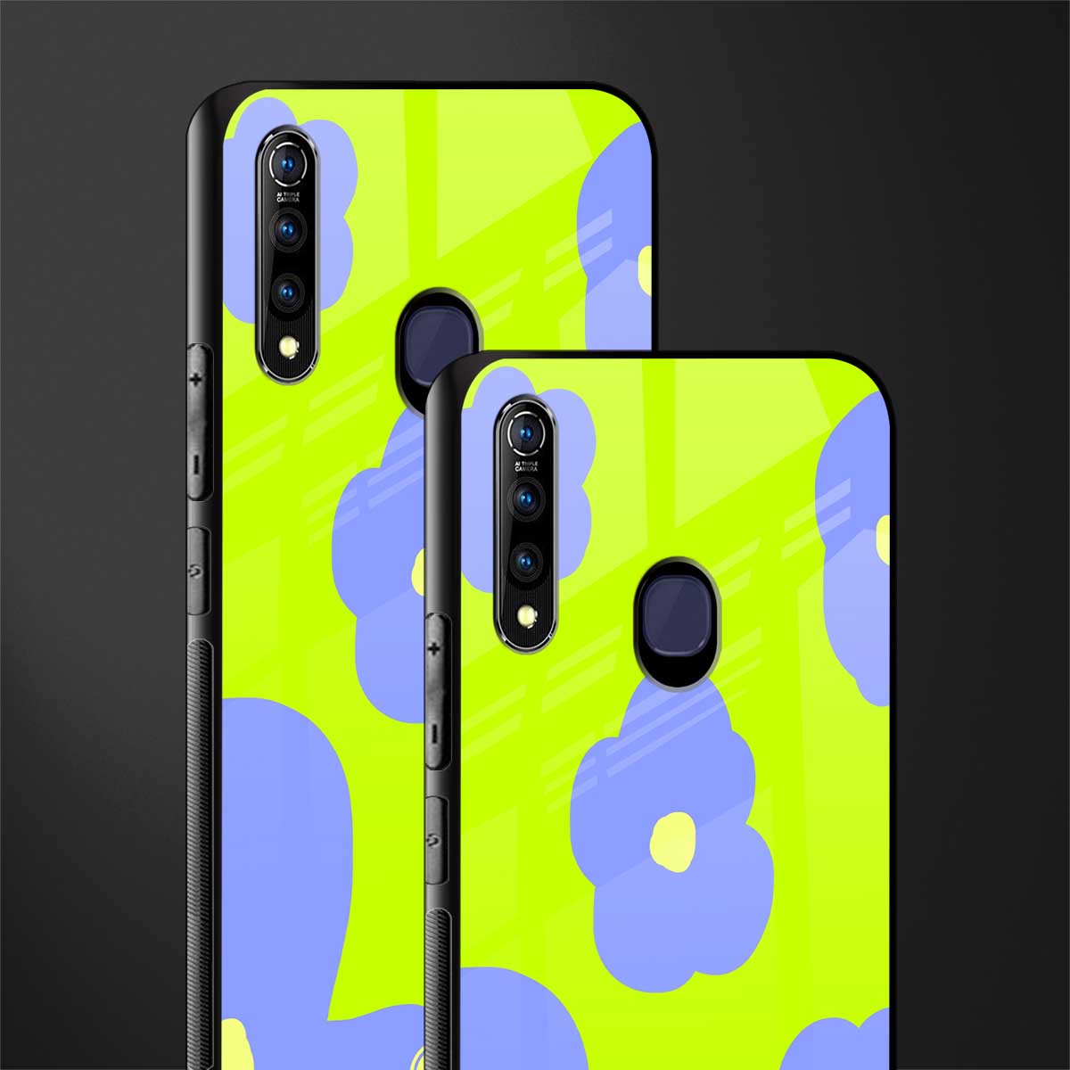 chartreuse arctic flowers glass case for vivo z1 pro image-2