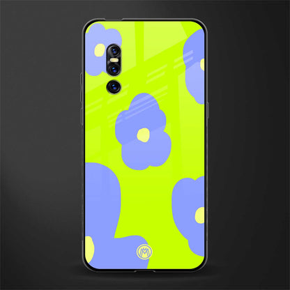 chartreuse arctic flowers glass case for vivo v15 pro image