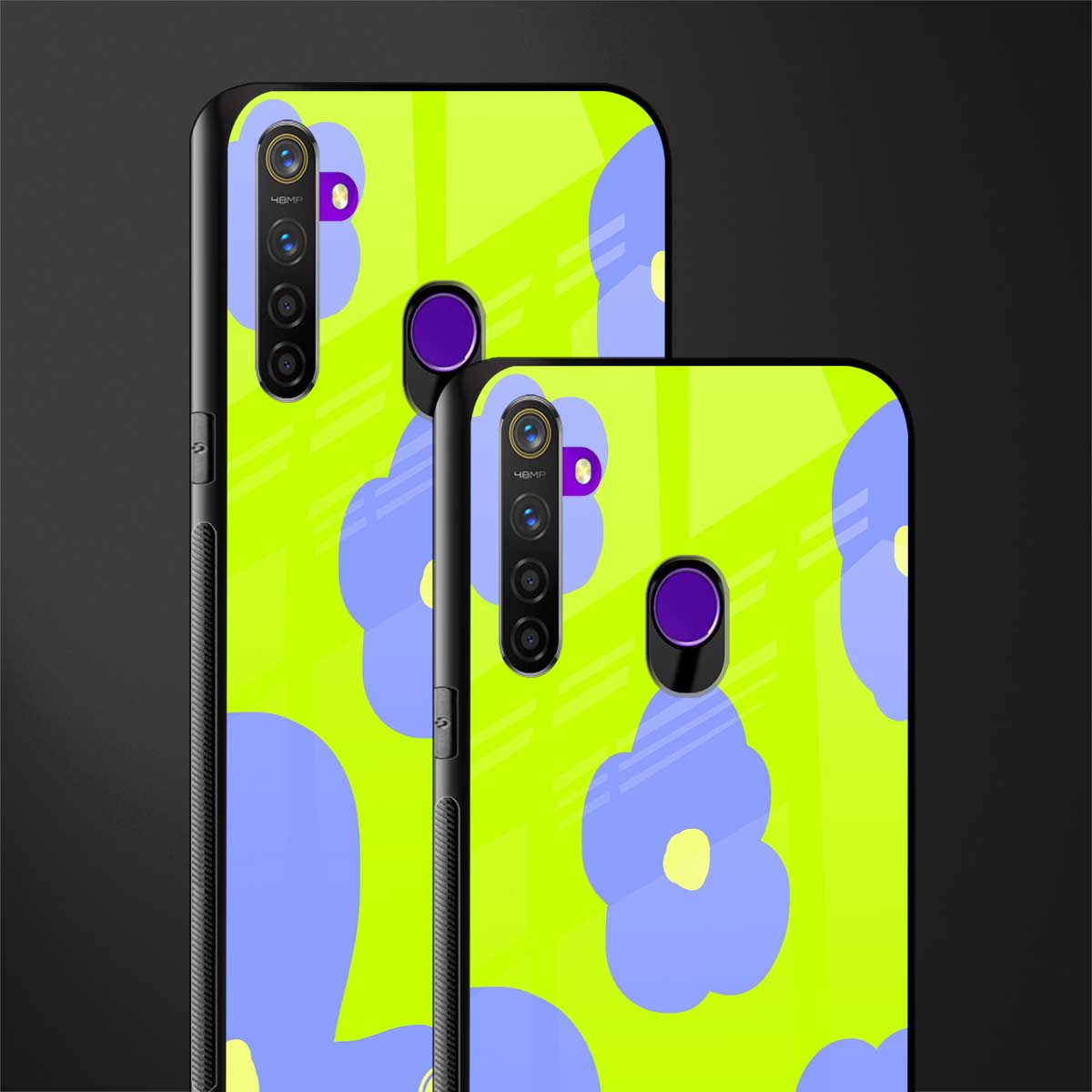 chartreuse arctic flowers glass case for realme 5i image-2