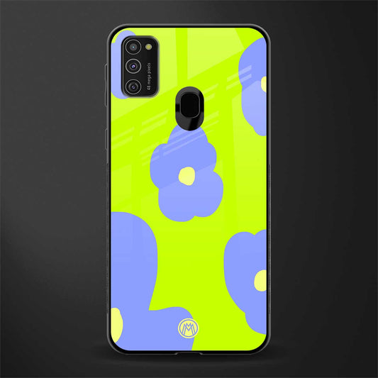 chartreuse arctic flowers glass case for samsung galaxy m21 image
