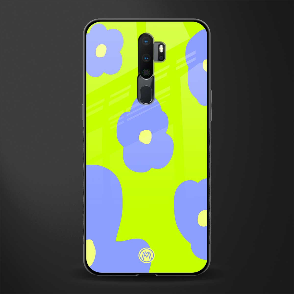 chartreuse arctic flowers glass case for oppo a9 2020 image