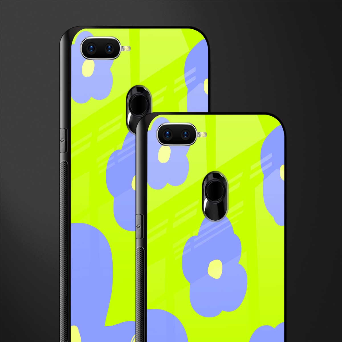 chartreuse arctic flowers glass case for oppo a7 image-2