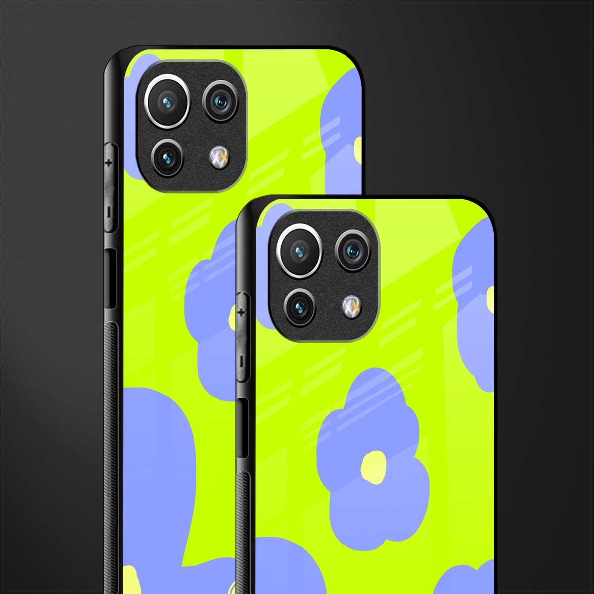 chartreuse arctic flowers glass case for mi 11 lite image-2