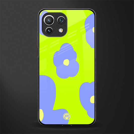 chartreuse arctic flowers glass case for mi 11 lite image