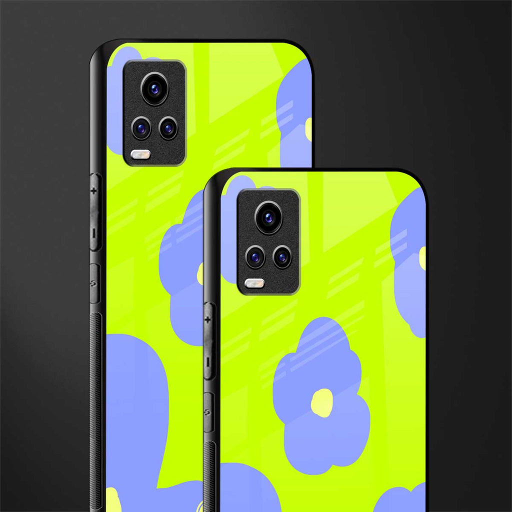 chartreuse arctic flowers back phone cover | glass case for vivo y73