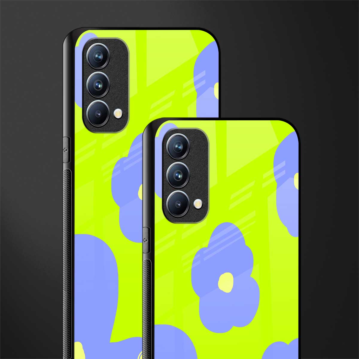 chartreuse arctic flowers glass case for oppo f19 image-2