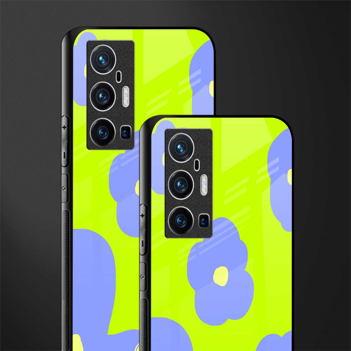 chartreuse arctic flowers glass case for vivo x70 pro plus image-2