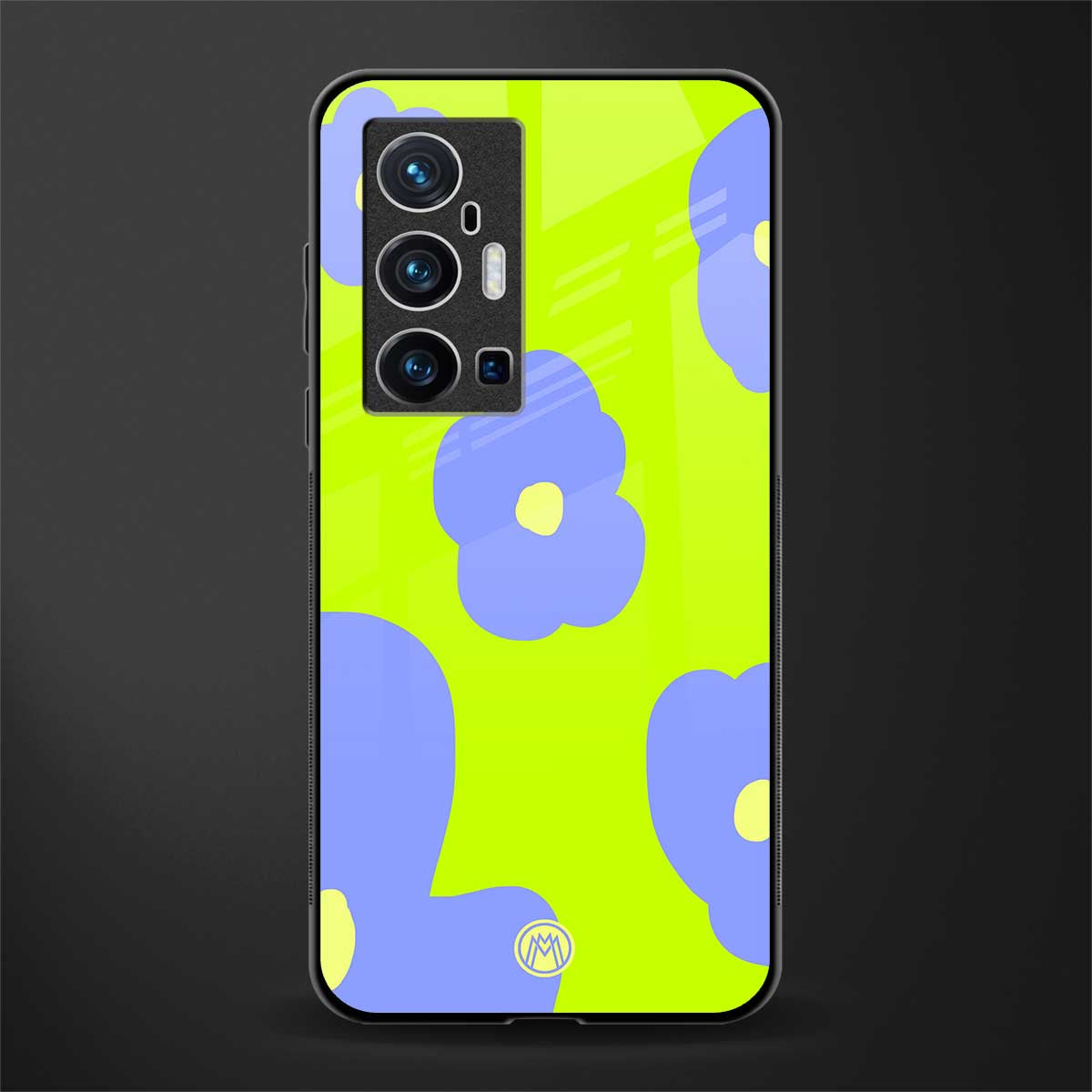 chartreuse arctic flowers glass case for vivo x70 pro plus image