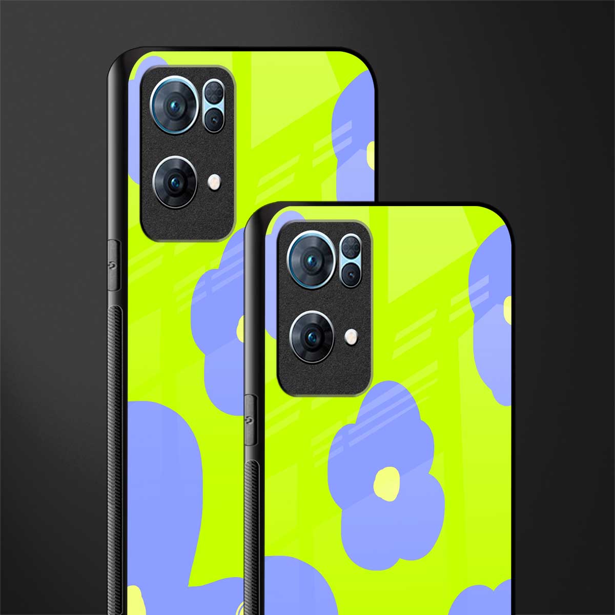 chartreuse arctic flowers glass case for oppo reno7 pro 5g image-2
