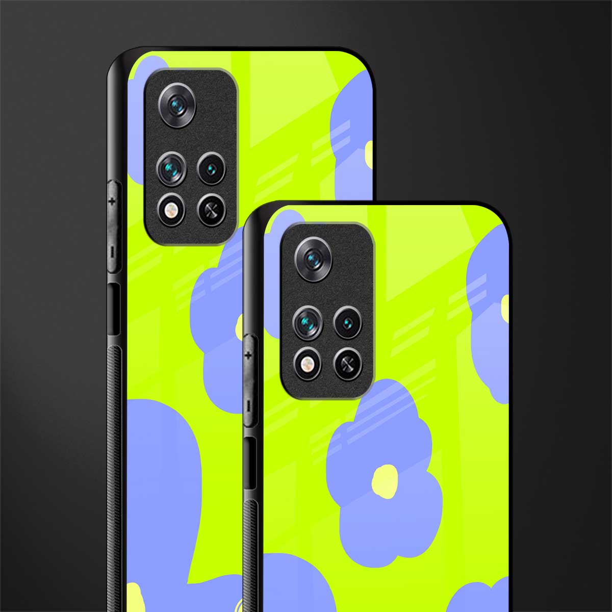 chartreuse arctic flowers glass case for poco m4 pro 5g image-2
