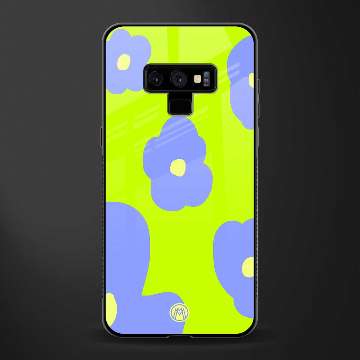 chartreuse arctic flowers glass case for samsung galaxy note 9 image