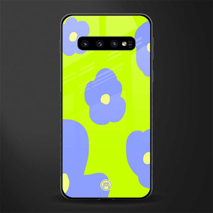 chartreuse arctic flowers glass case for samsung galaxy s10 plus image