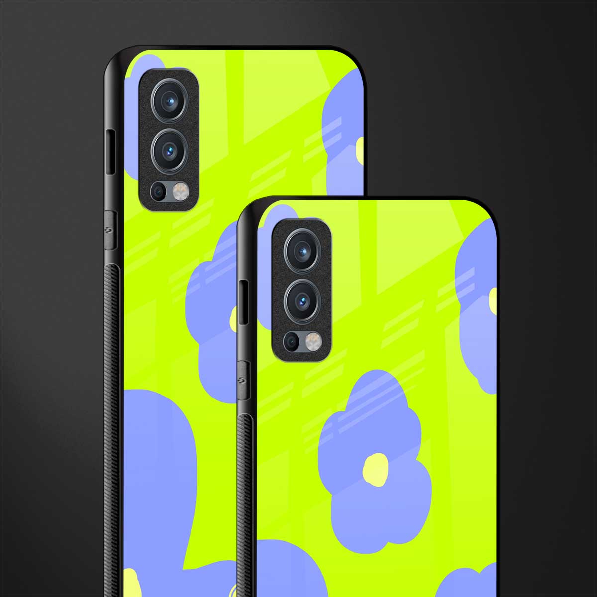 chartreuse arctic flowers glass case for oneplus nord 2 5g image-2