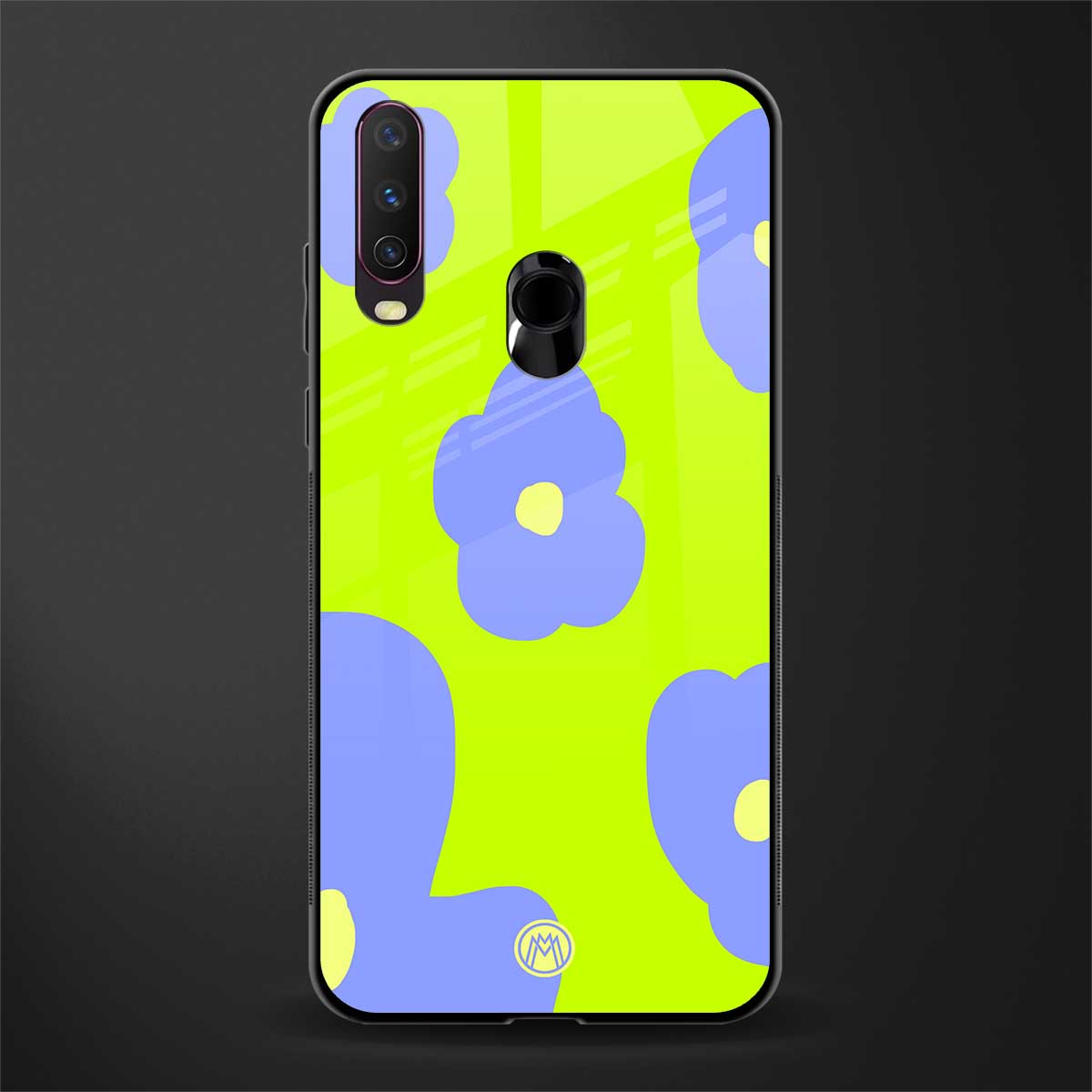 chartreuse arctic flowers glass case for vivo y12 image