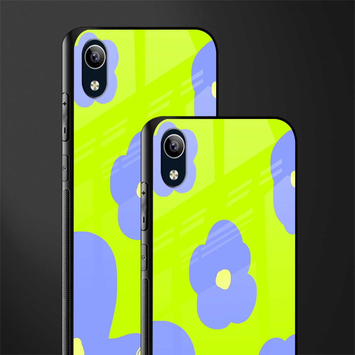 chartreuse arctic flowers glass case for vivo y1s without fingerprint image-2