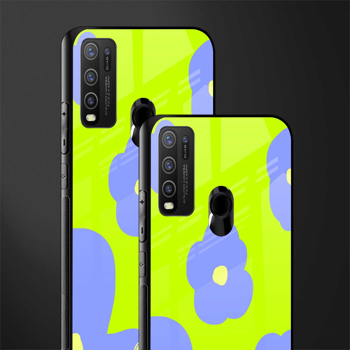 chartreuse arctic flowers glass case for vivo y50 image-2