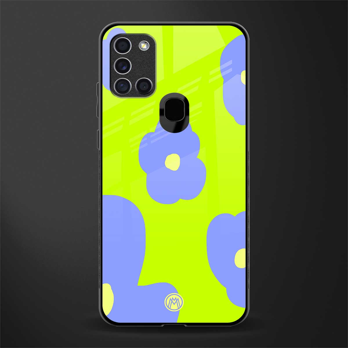 chartreuse arctic flowers glass case for samsung galaxy a21s image
