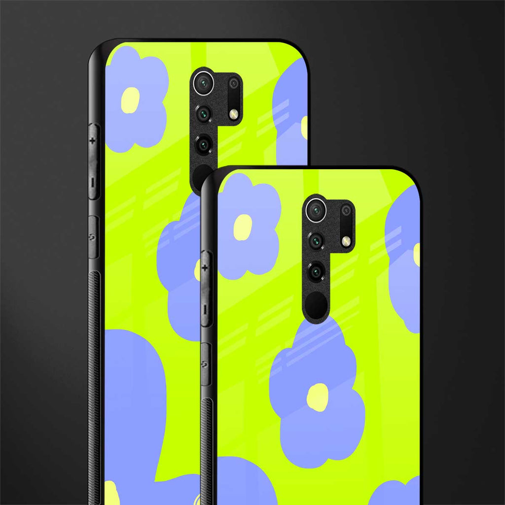 chartreuse arctic flowers glass case for redmi 9 prime image-2