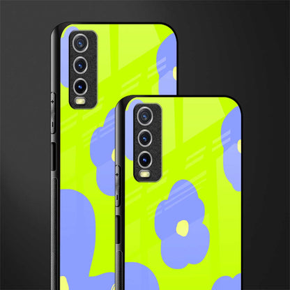 chartreuse arctic flowers glass case for vivo y12s image-2