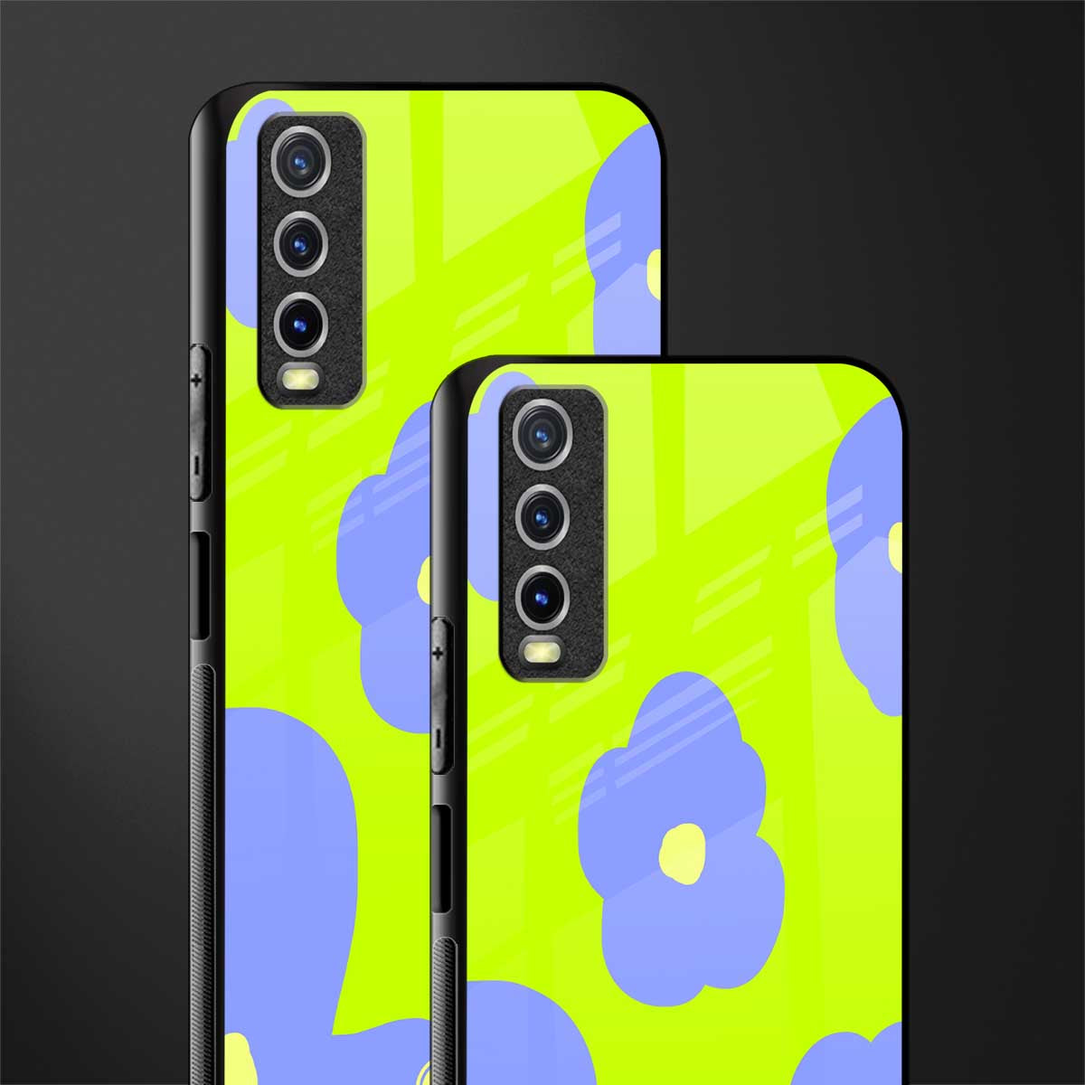 chartreuse arctic flowers glass case for vivo y20i vivo y20t image-2