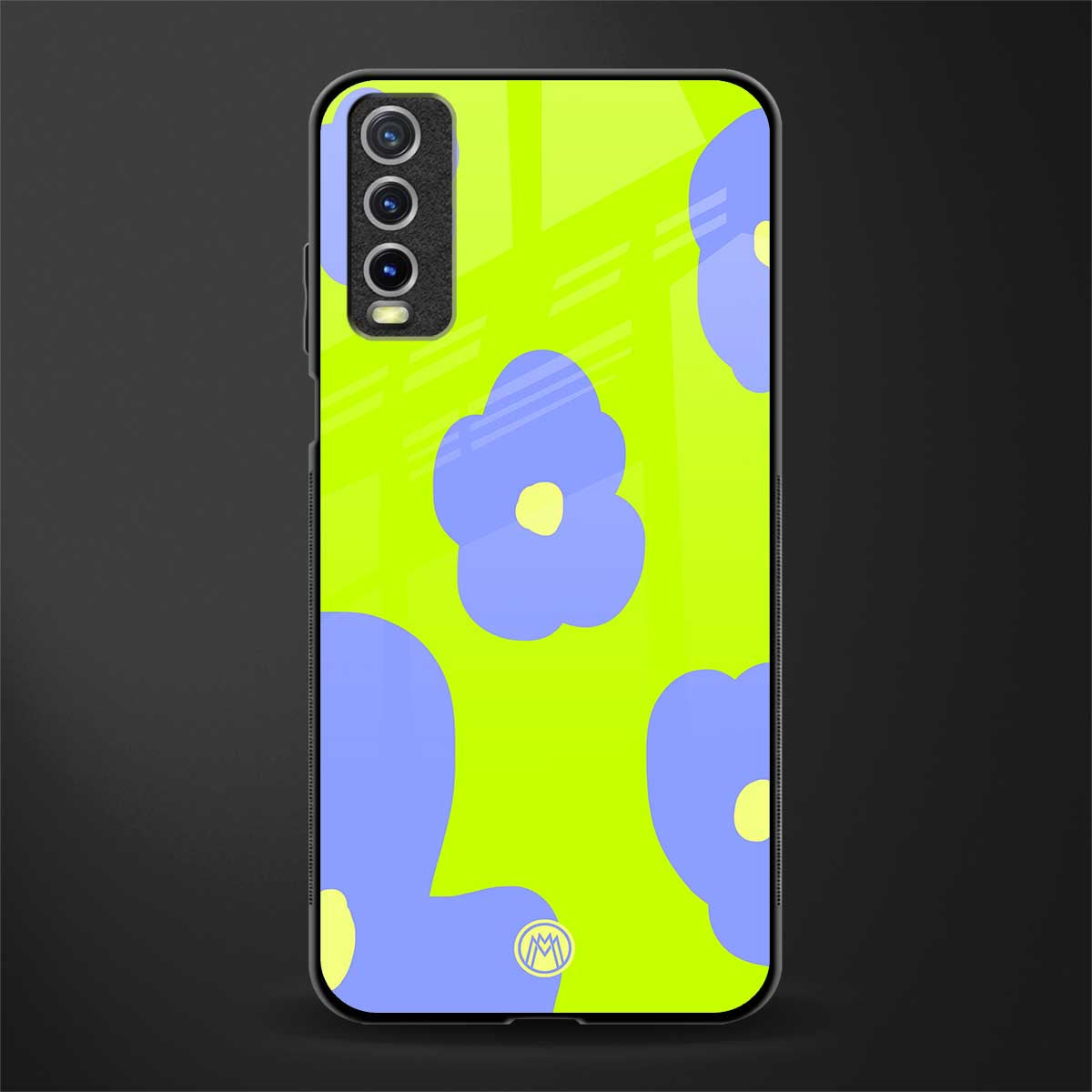 chartreuse arctic flowers glass case for vivo y20i vivo y20t image