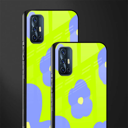 chartreuse arctic flowers glass case for vivo v17 image-2