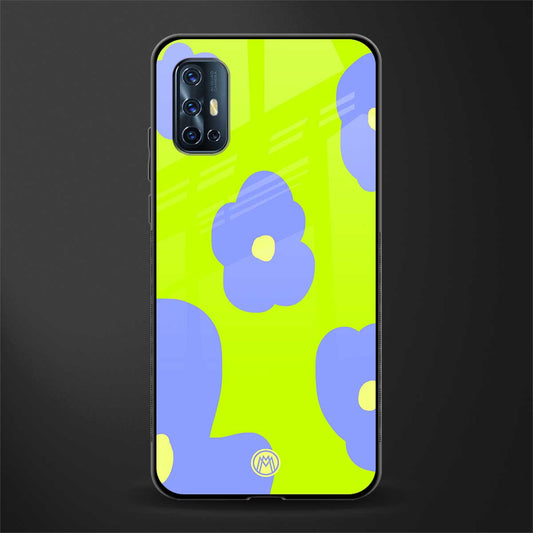chartreuse arctic flowers glass case for vivo v17 image
