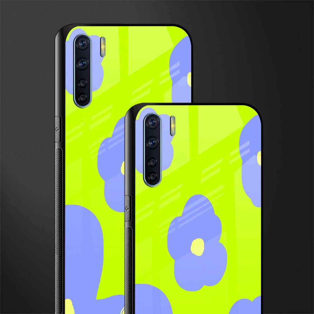 chartreuse arctic flowers glass case for oppo f15 image-2
